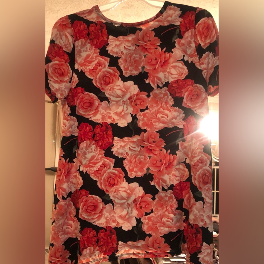 LuLaRoe Melissa Black and Floral Blouse - Picture 3 of 3